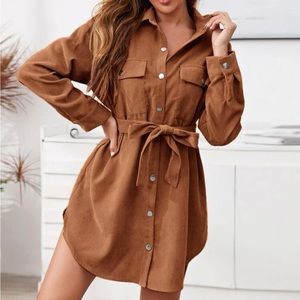 Belted corduroy dress